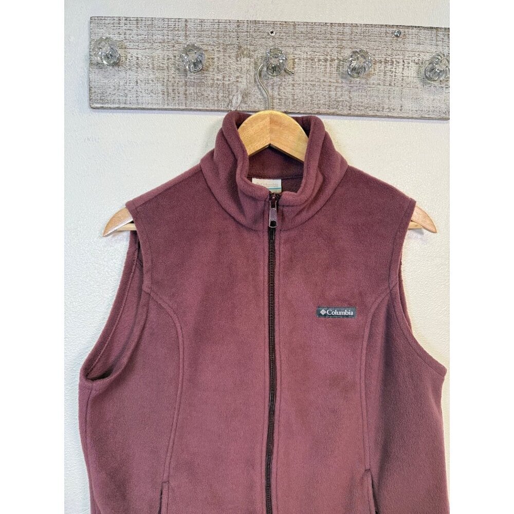 Columbia Womens Burgundy Fleece Vest  Large Full-Zip Athleisure Outdoors - Picture 9 of 9